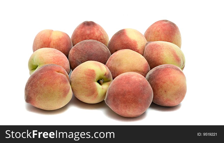 Peaches isolated on white background