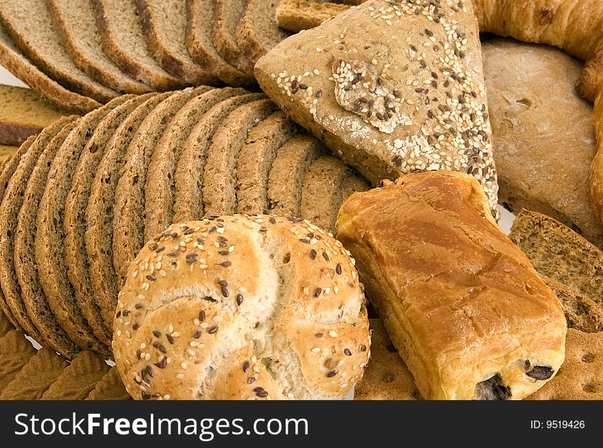 Variety of bread for breakfast,  background