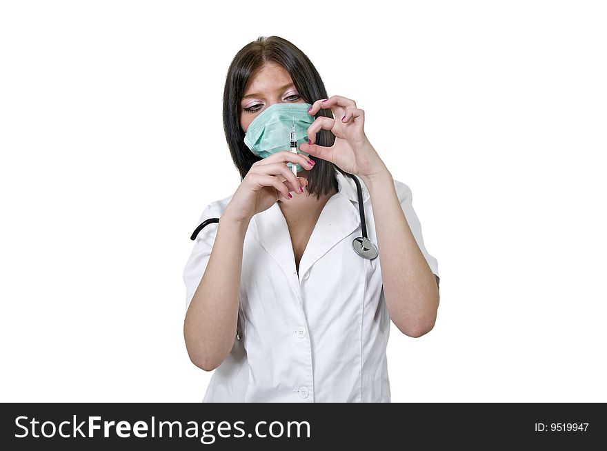 Sexy nurse preparing an injection