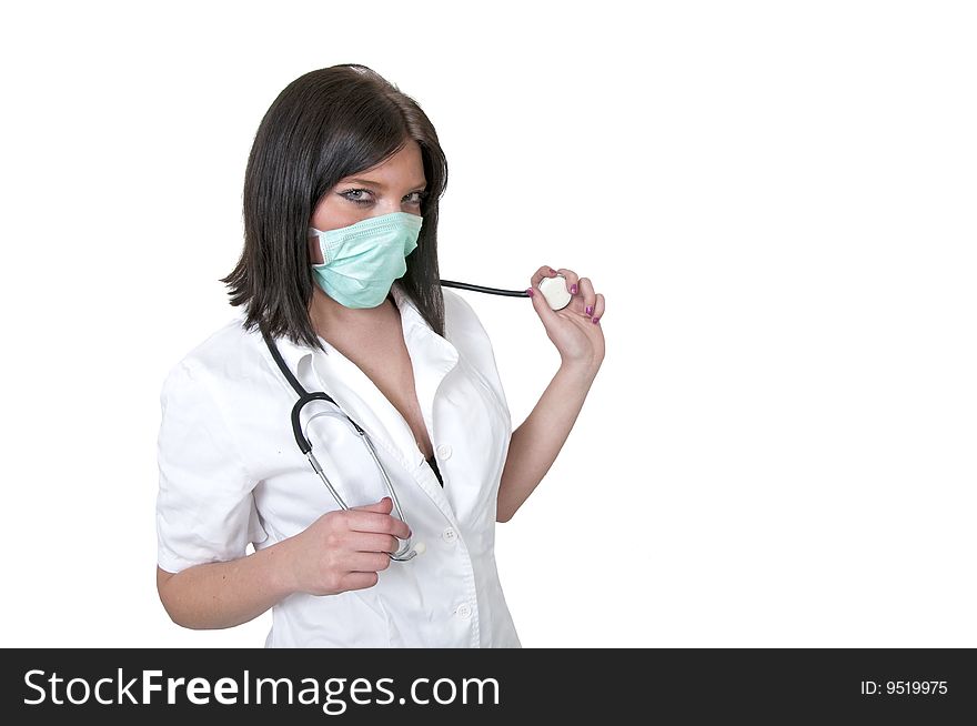 nurse posing and holding a stethoscope