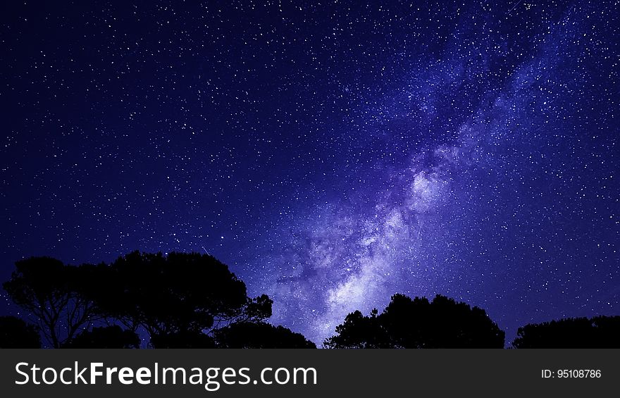 A night view of a starry sky with the milky way.
