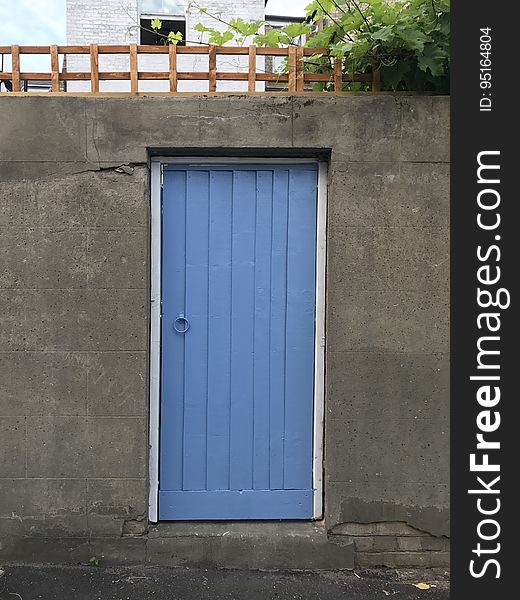 Blue, Wall, Garage, Garage Door