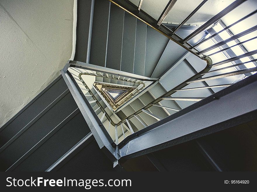 Aerial view of an angled staircase.