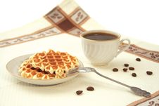Still-life With Wafers And A Cup Of Coffee Royalty Free Stock Photos Still-life With Wafers And A Cup Of Coffee Royalty Free Stock Photos