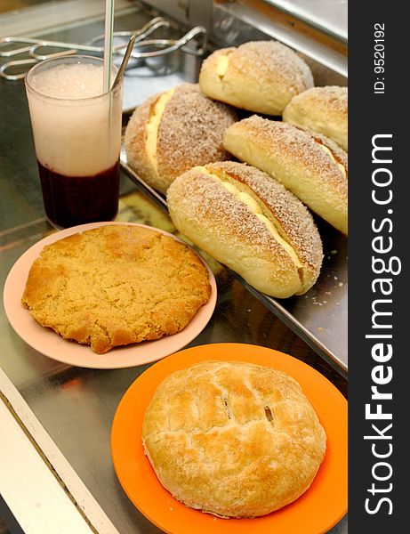 Close-up of coffee and bread