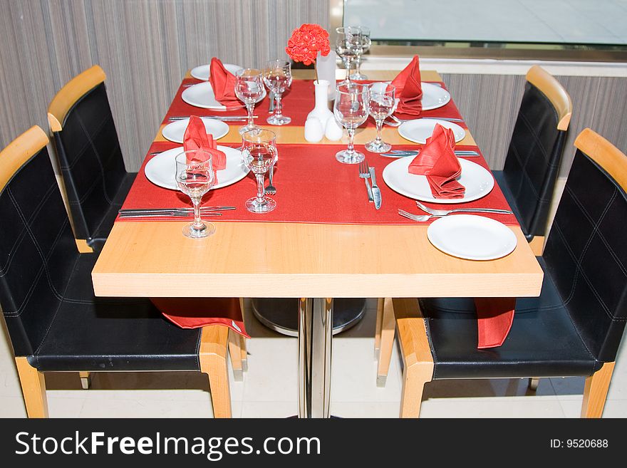 Beautifully decorated table for many peoples outdoors