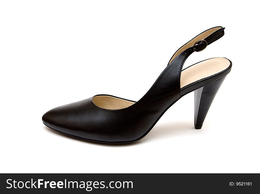 Black woman shoe isolated on white