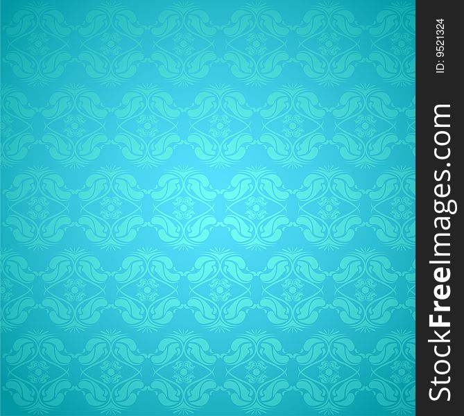 Vector illustration decoration of wall, cyan color with floral vectors. Vector illustration decoration of wall, cyan color with floral vectors