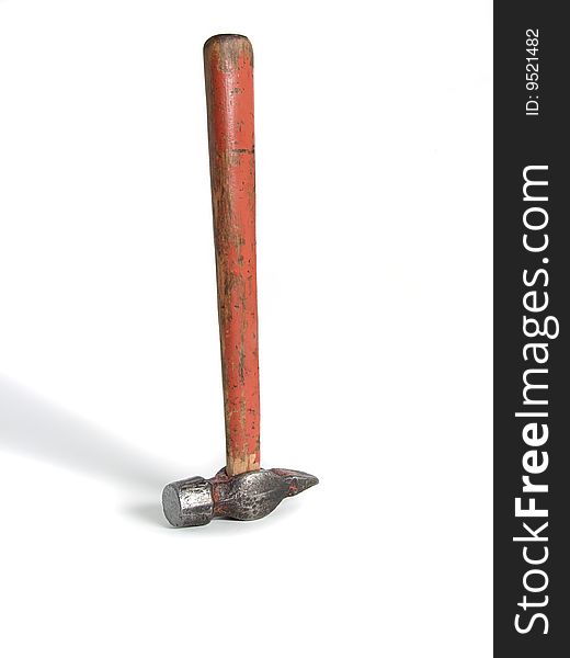 Old hammer isolated on white background. Old hammer isolated on white background
