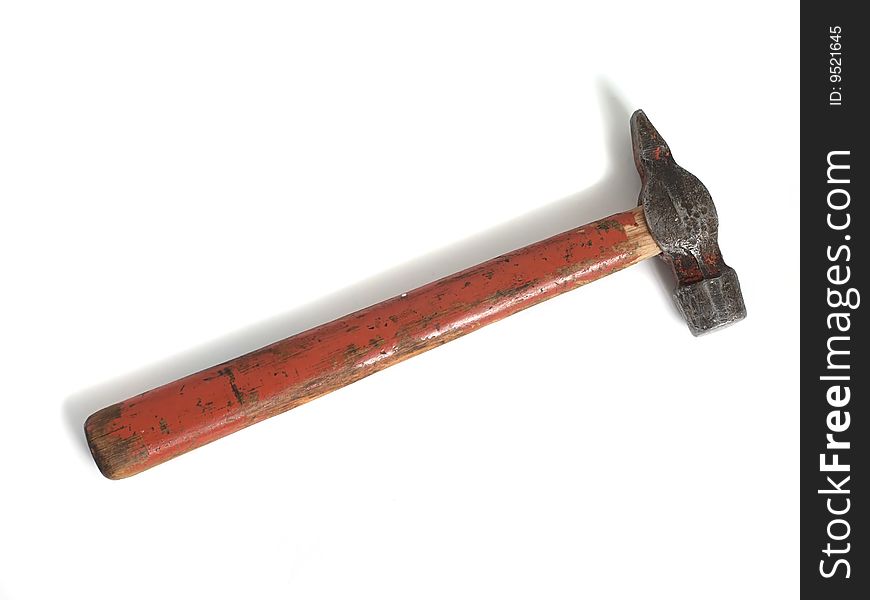 Old hammer isolated on white background. Old hammer isolated on white background