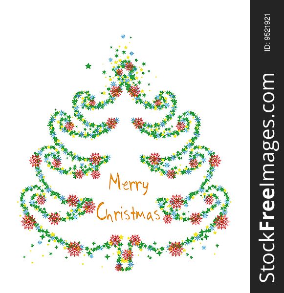 Christmas tree fractal, with star and decorations