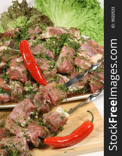 Meat for cooking with pepper