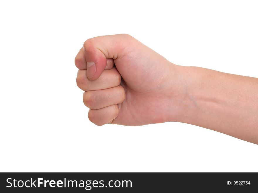 Mans fist isolated on white background