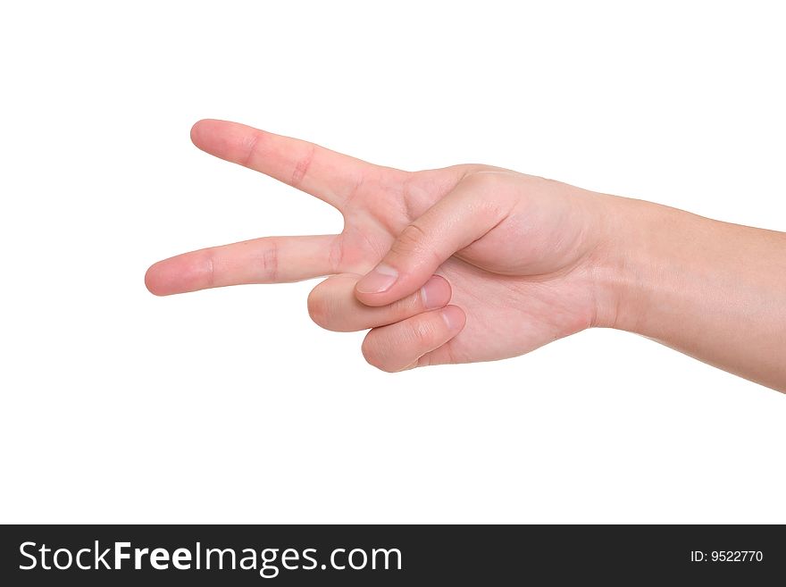 Hand gesture isolated  on white background. Hand gesture isolated  on white background