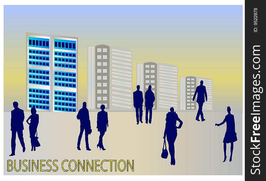 Business people and business connection in city