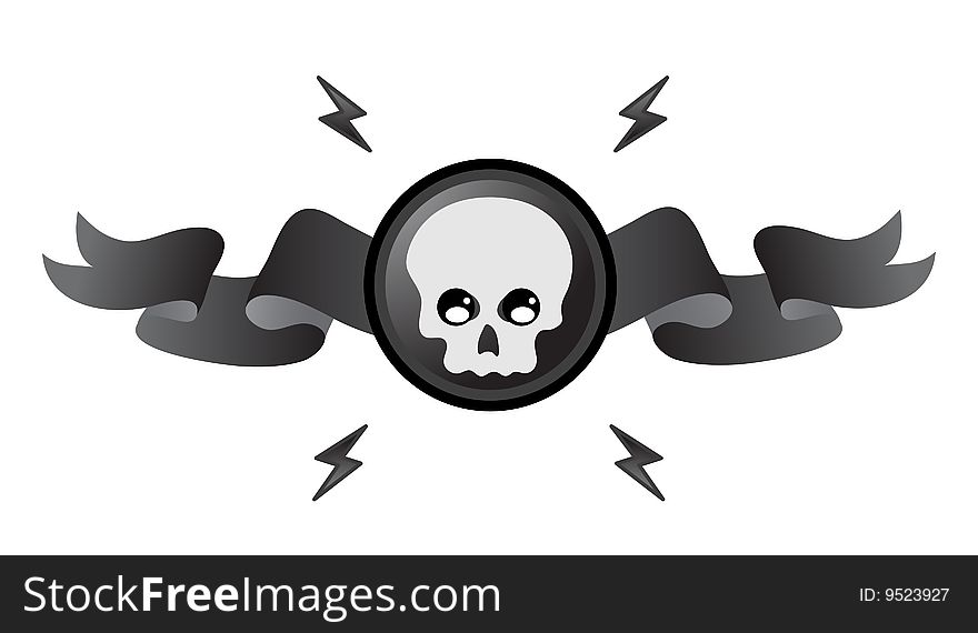 Gothic skull on white background