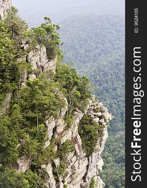 Rock cliff on top of Macincang Mountain