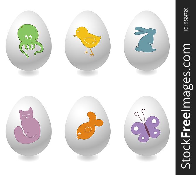 Vector Illustration of Easter eggs icon set