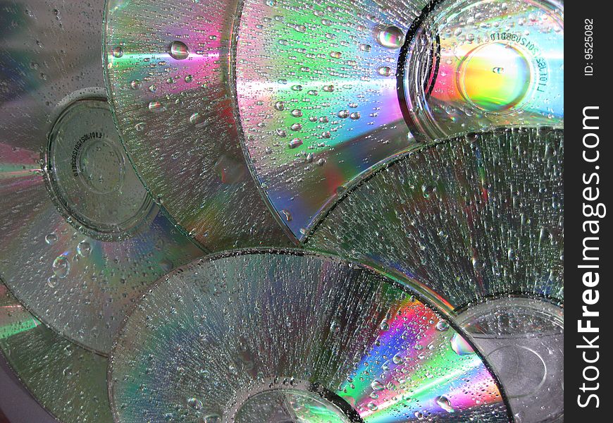 Many discs with water drops