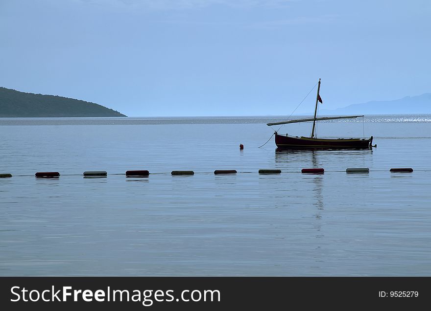 Small sailboat at the bodrum coast