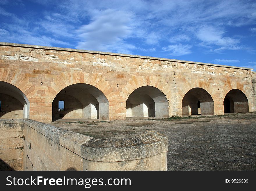 Walls in a fortress in Menorca in Balearic islands. Walls in a fortress in Menorca in Balearic islands