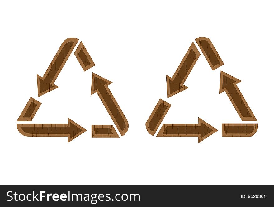 Wooden recycling icon. A vector. Without mesh.