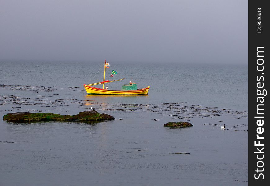 Valdivia Harbor, Chile, the Boat on the sea