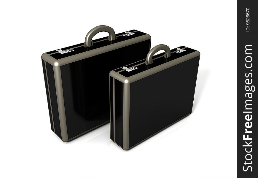 3D rendered image of 2 executive briefcases. 3D rendered image of 2 executive briefcases