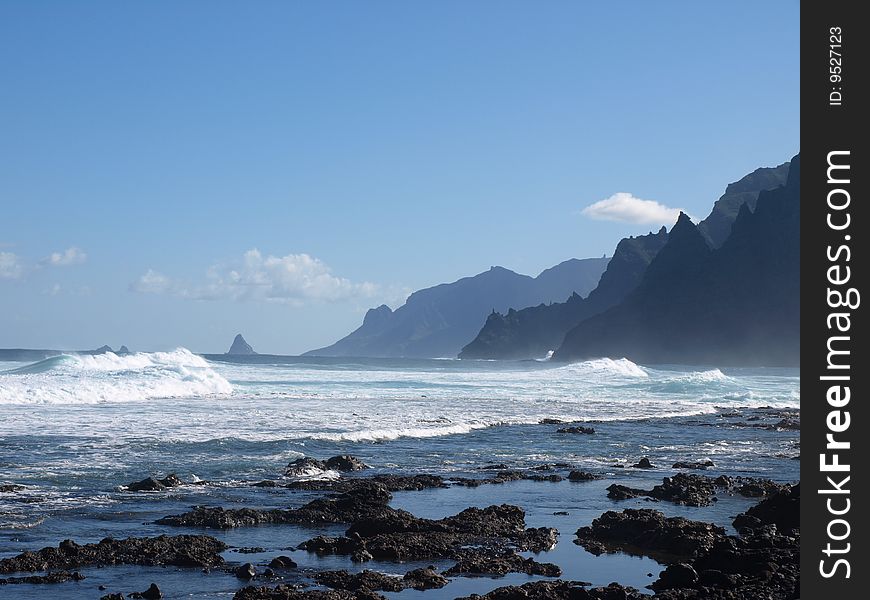 The rugged Anaga Mountains on the north coast of Tenerife at early morning. The rugged Anaga Mountains on the north coast of Tenerife at early morning