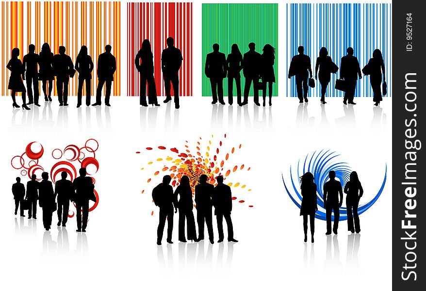 Illustration of people and abstract background. Illustration of people and abstract background