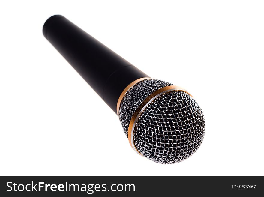 Black microphone isolated on white