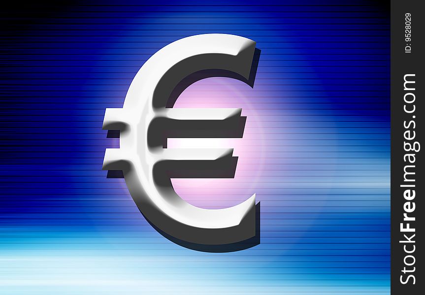 Euro symbol on blue background with light effects