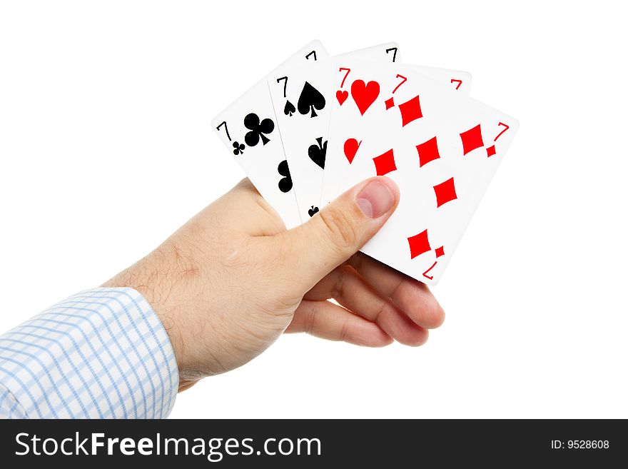 Playing cards isolated over white background