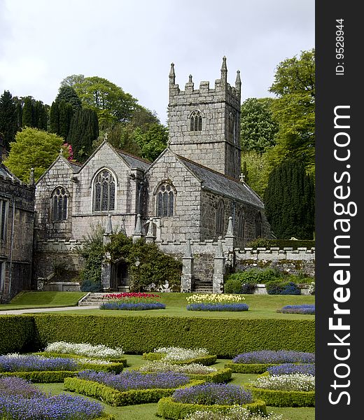 The church in the grounds of Lanhydrock House in Cornwall. The church in the grounds of Lanhydrock House in Cornwall