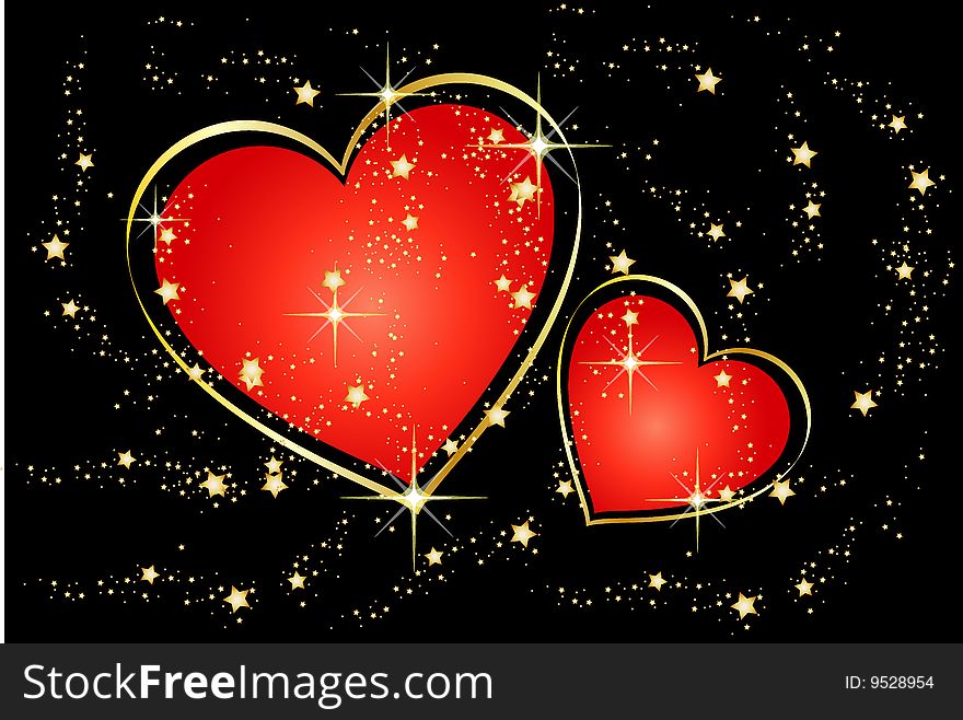 Illustration of a shining heart background. Illustration of a shining heart background