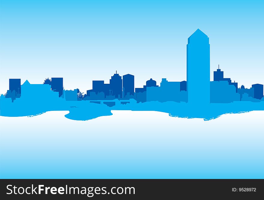 Silhouette of a city scape. Silhouette of a city scape