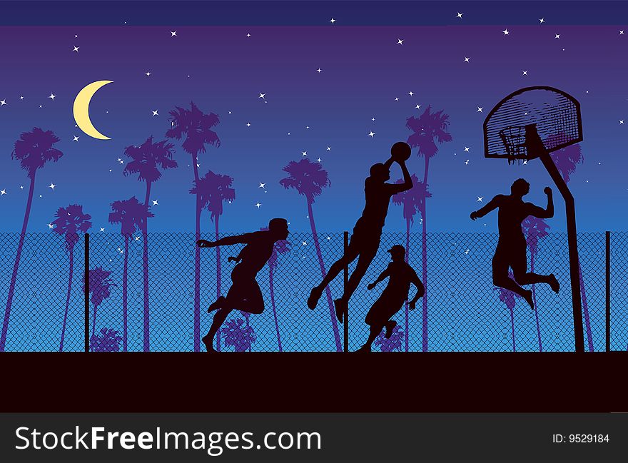 Two basketball players, vector illustration. Two basketball players, vector illustration