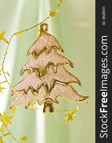 Holiday series:  Christmas fir and the golden garland. Holiday series:  Christmas fir and the golden garland
