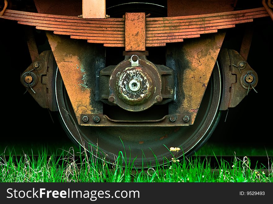 Detail of a rusty train wheel. Detail of a rusty train wheel