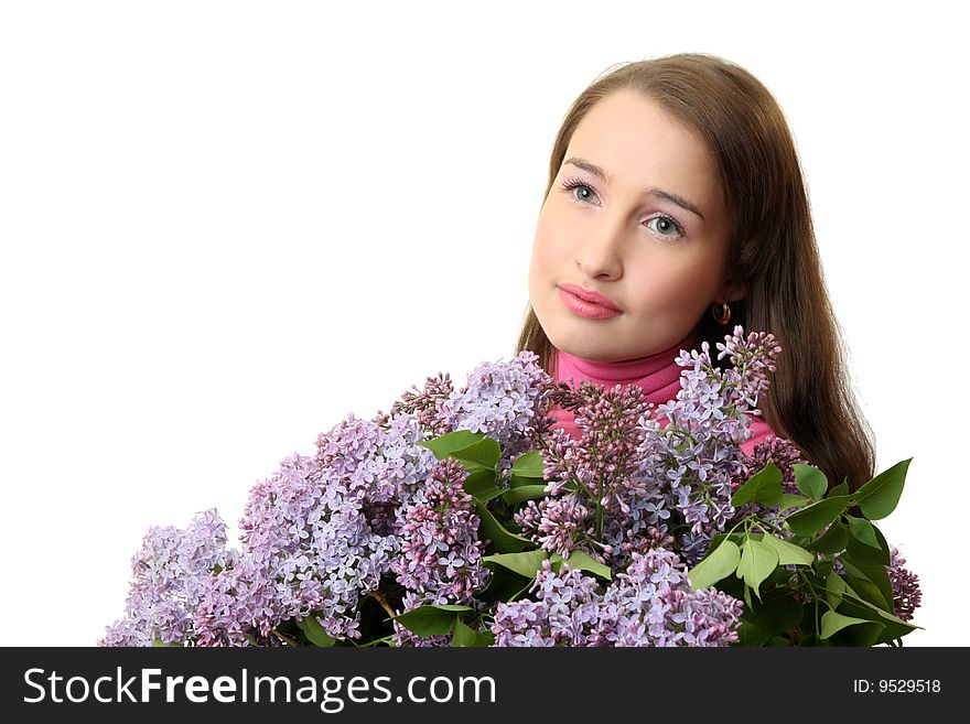 The young Girl with a lilac bouquet