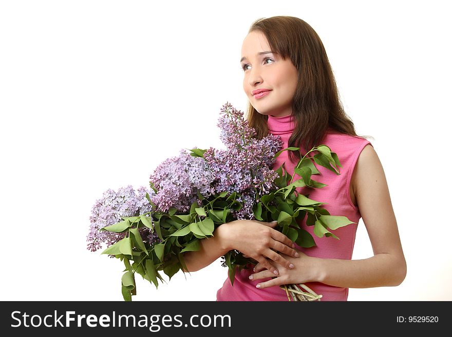 The young Girl with a lilac bouquet