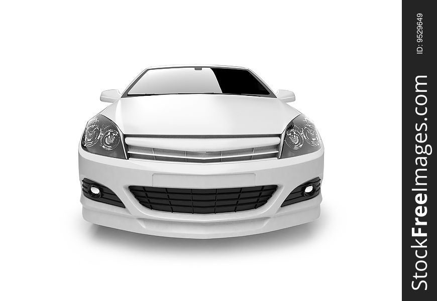 New glossy isolated auto front view with shadow. For more views and colors of same car please check my portfolio. New glossy isolated auto front view with shadow. For more views and colors of same car please check my portfolio