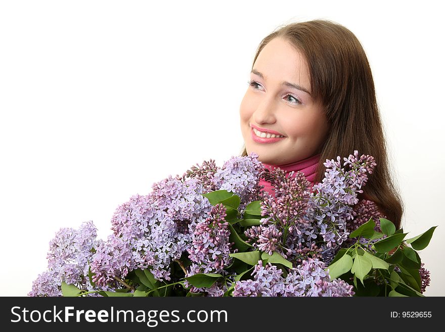 The young Girl with a lilac bouquet