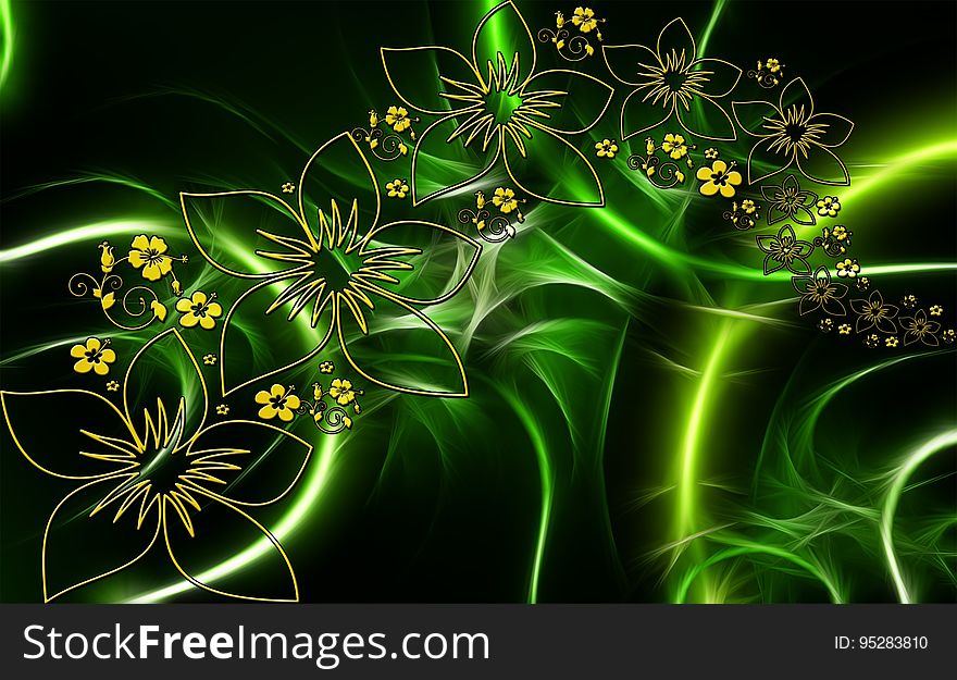 Green, Flora, Fractal Art, Leaf