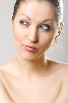 Closeup Of A Woman S Face - Looking Right Stock Photo