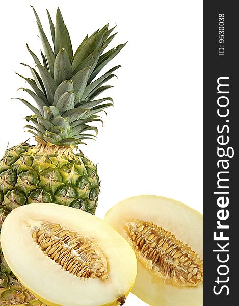 Cut Melon And Pineapple.