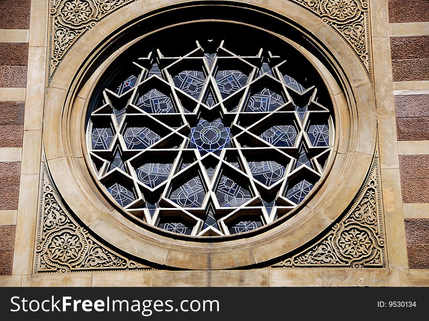 The center rose window with its star motif on the east front of the historic Central Synagogue on Lexington Avenue on Manhattan's east side - Lee Snider Photo. The center rose window with its star motif on the east front of the historic Central Synagogue on Lexington Avenue on Manhattan's east side - Lee Snider Photo.