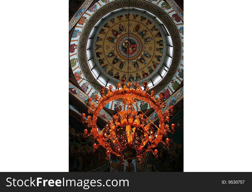 A view inside an orthodox church in Romania