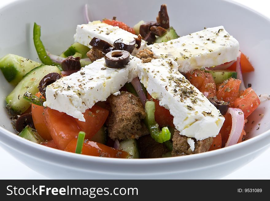 Fresh Greek salad with feta cheese