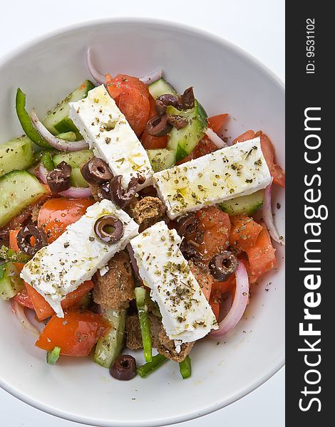 Fresh Greek salad with feta cheese